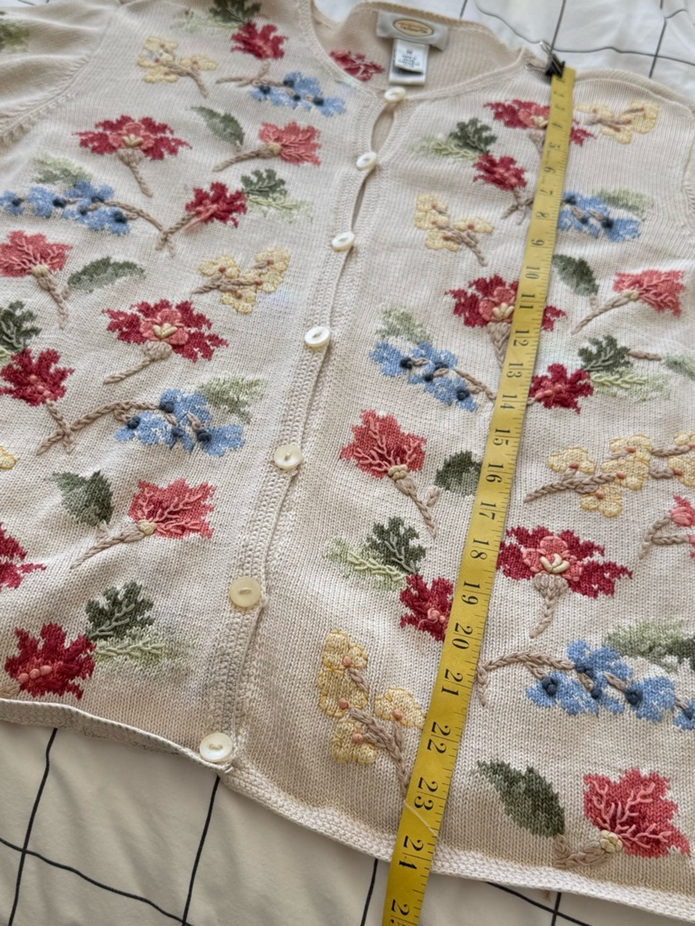 VTG 80s 90s Cottagecore Coquette Floral Embroidered Cardigan size M - Picture 12 of 16